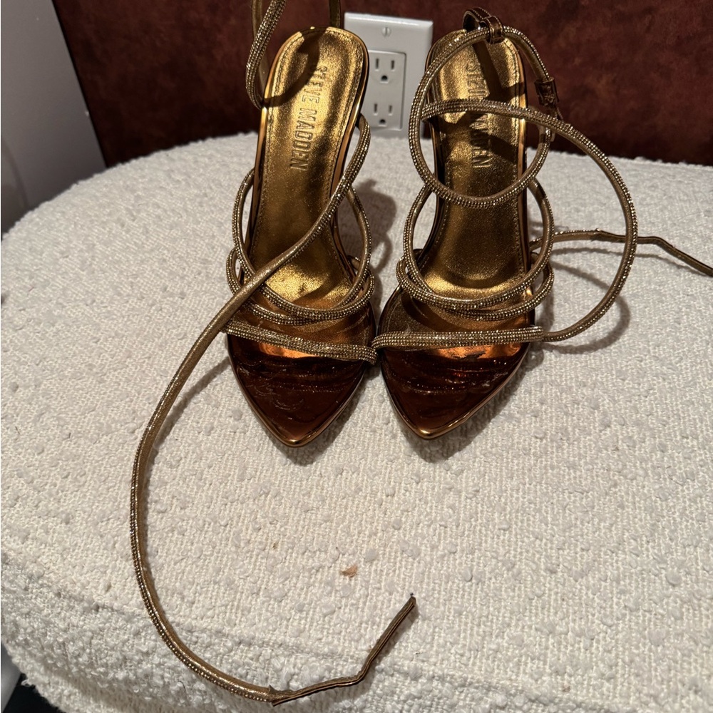 Steve Madden Gold and Brown Strappy Heels